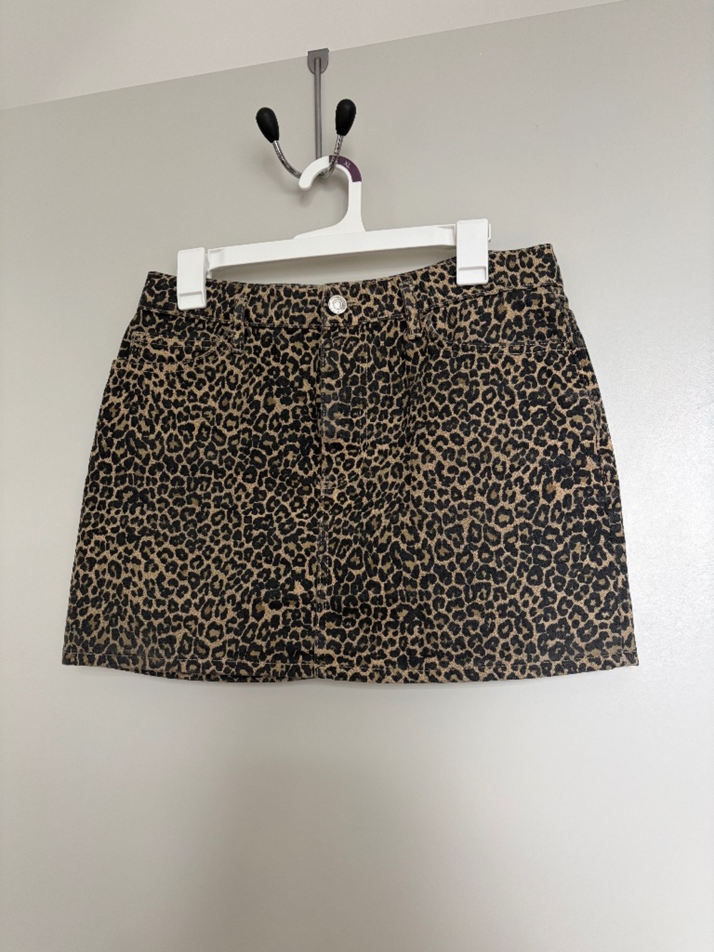Mango leopard denim mini skirt